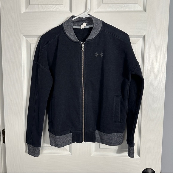 Under Armour size small black/gray zip up jacket, logo on placket, loose fit - Picture 1 of 12
